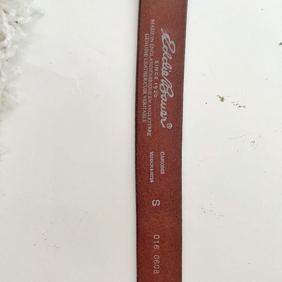 Eddie Bauer Made in England Small Genuine Leather Brown Brass Buckle Belt - Picture 4 of 6